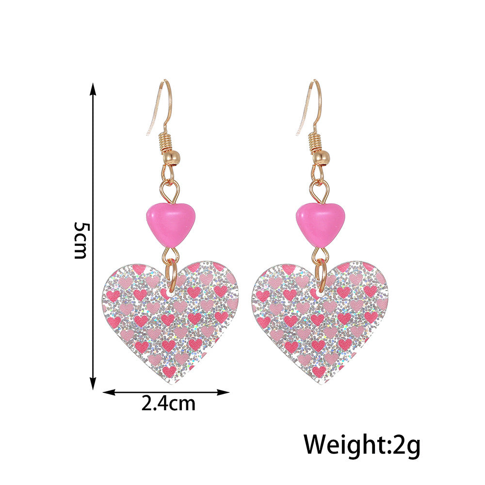 Wholesale Simple Fashion Cute Eco-friendly Material Acrylic Peach Heart Pendant Earrings Women's Valentine's Day Earrings