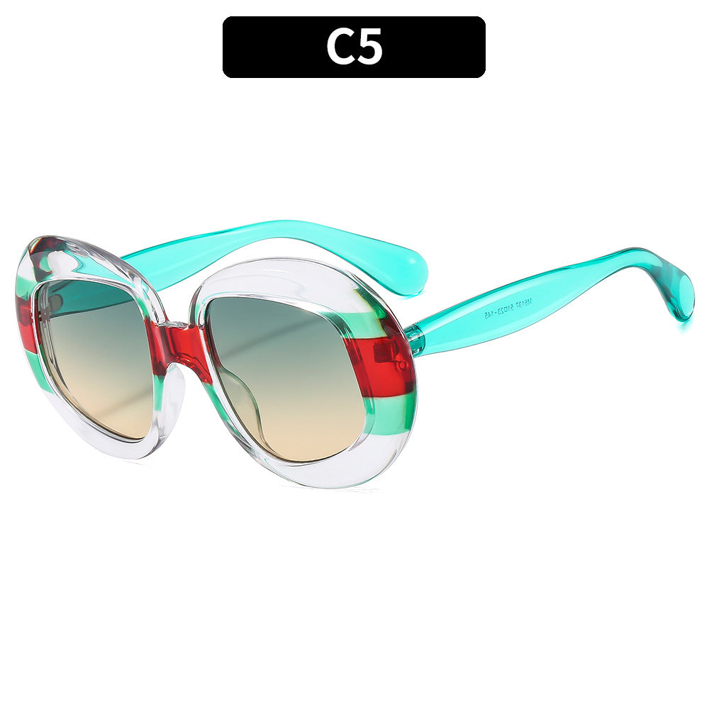 Wholesale PC Oval Retro Flat Mirror Sunglasses