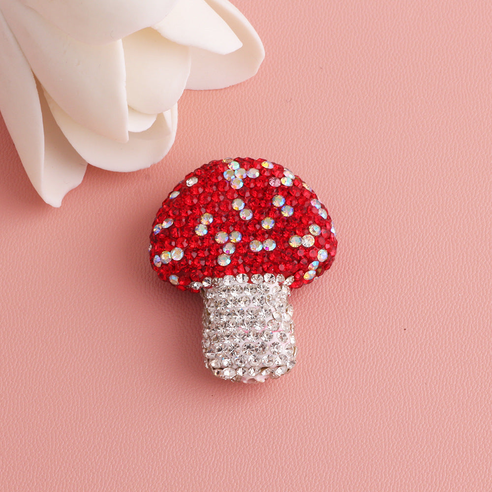 Wholesale 5pcs Starry Sky Colorful Mushroom Full Diamond Clay Drill Ball Straight Hole DIY Beads