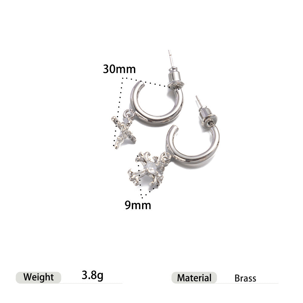 Wholesale Circular Cross Zircon Earrings