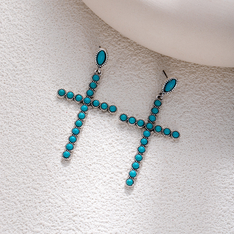 Wholesale Bohemian style turquoise flower earrings