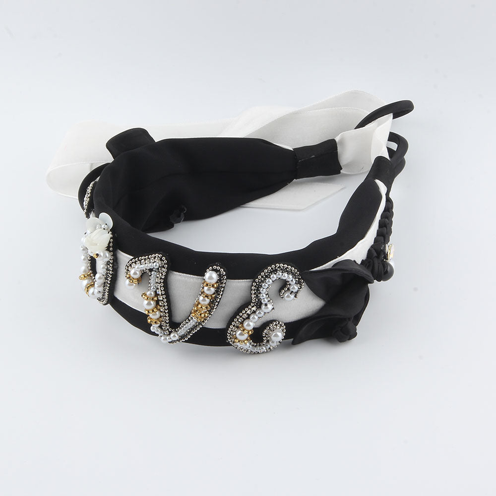 Wholesale Hair Art Pearl Fringe Wide Brim Headband