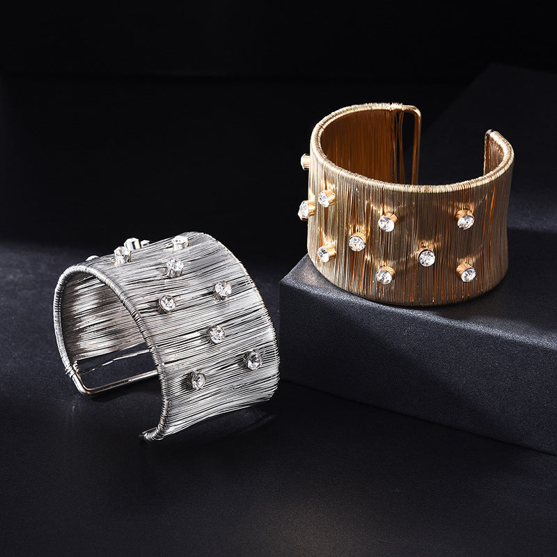 Wholesale Exaggerated Punk Diamond Open Bracelet