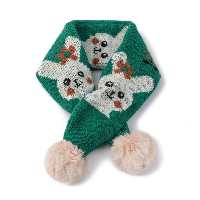 Wholesale Children's Rabbit Hair Ball Knitted Wool Scarves