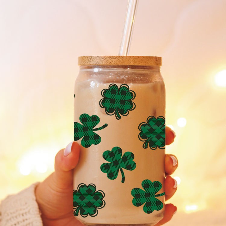 Wholesale Green Clover St. Patrick's Day 16oz Cup UV DTF Wraps