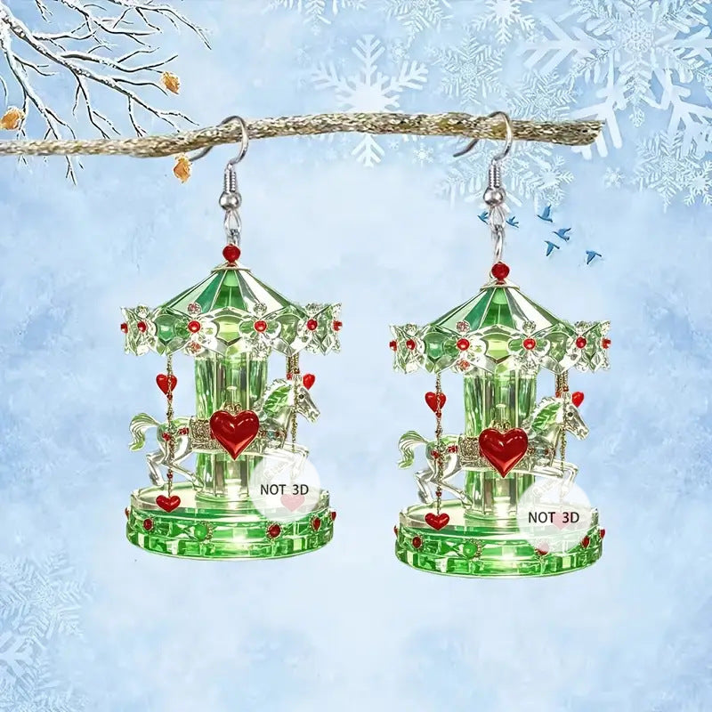 Wholesale Crystal Carousel Valentine' s Day Acrylic Earrings