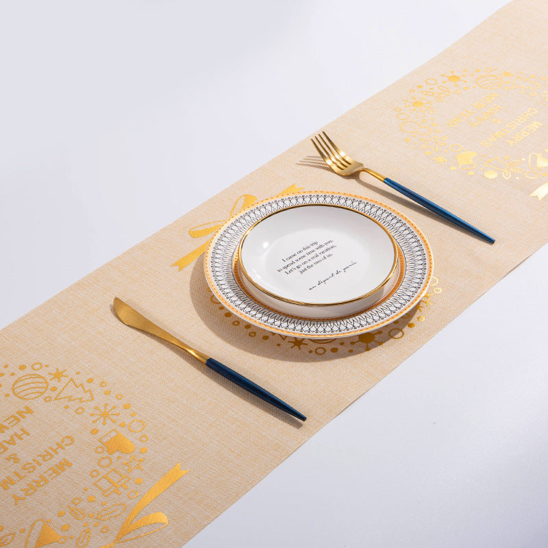 Wholesale Christmas Fine Linen Printed Foil Tablecloths