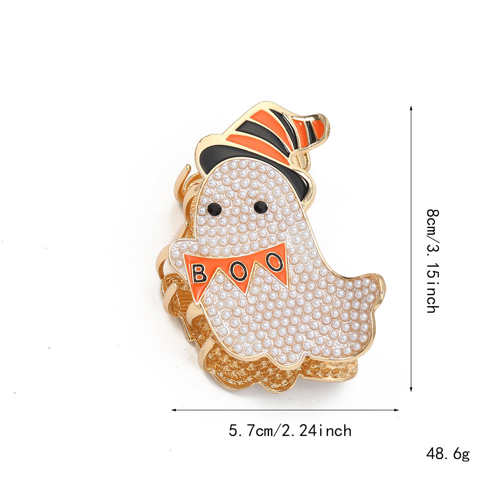 Wholesale  Cute Cartoon Alloy Hair Claw Clip With Pearl Beads Enamel Design Fashion Hair Accessory For Party Gift