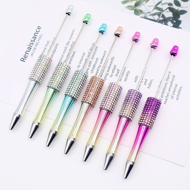 Wholesale Beadable Pens  AB Color Diamond Gradient UV Plating Pen Colorful Rhinestone Beaded Pen