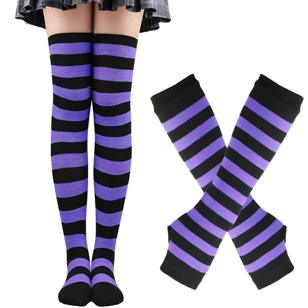 Wholesale Christmas Halloween High Striped Socks Gloves Set