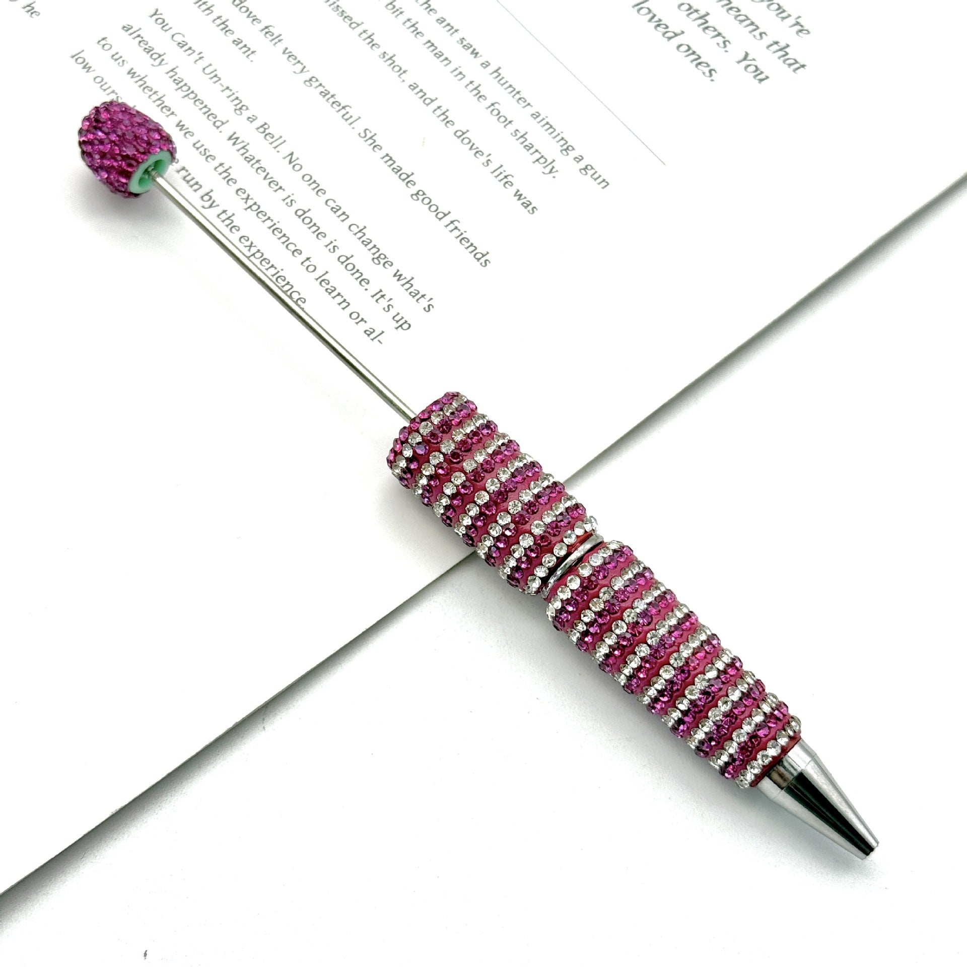 Wholesale Circular Textured Spiral Adorned Full Diamond-like Fancy Beadable Pens