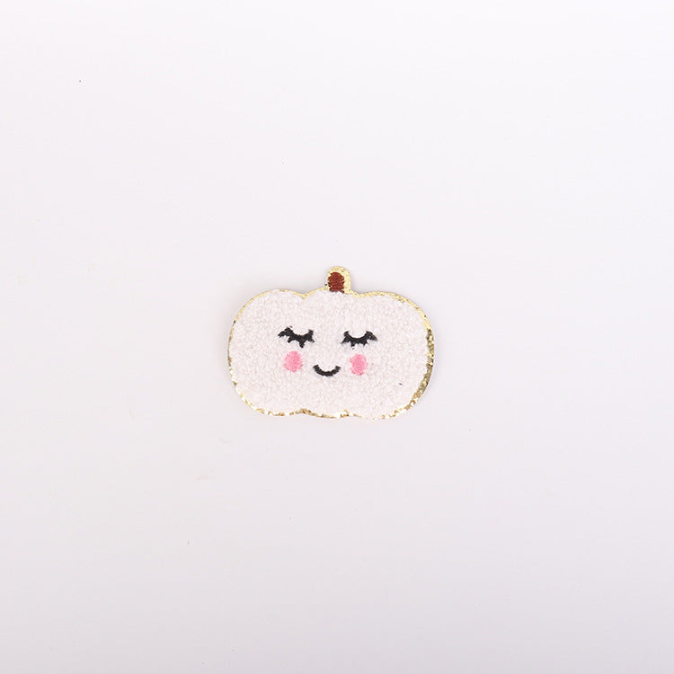 Wholesale Gold Edge  Embroidered Patch Pumpkin Ghost Orange Towel Embroidery DIY Craft Supply For Hats Bags Clothing Accessories