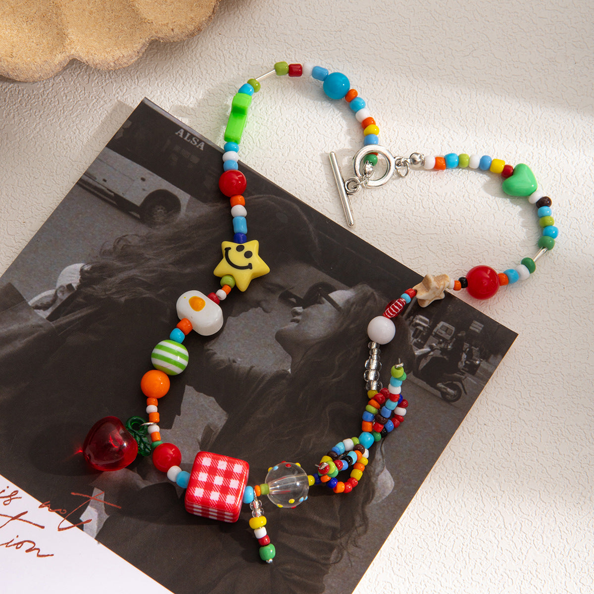 Wholesale Creative design macaron star beaded necklace