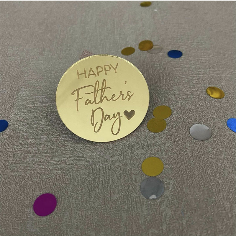 Wholesale 10PCS/PACK Father's Day Happy Acrylic Cake Card Decoration
