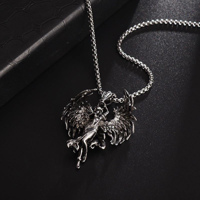 Wholesale Vintage Angel Wings Pendant Alloy Necklace