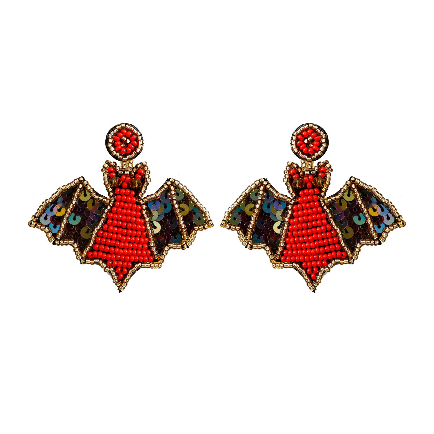 Wholesale Kill Matt Bat Hand Made Sequins Mixed Material Earrings