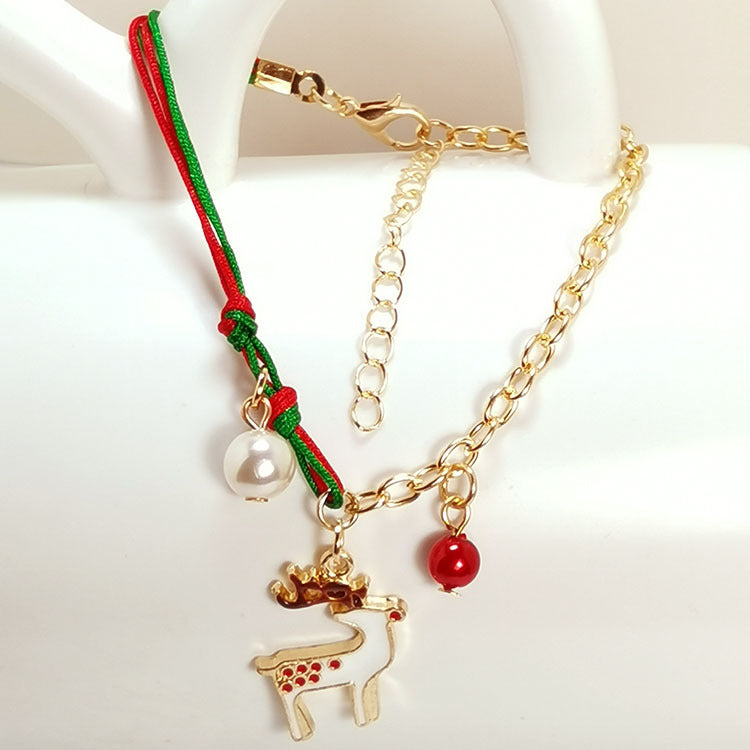 Wholesale 2PCS Christmas Elk Snowman Alloy Bracelet