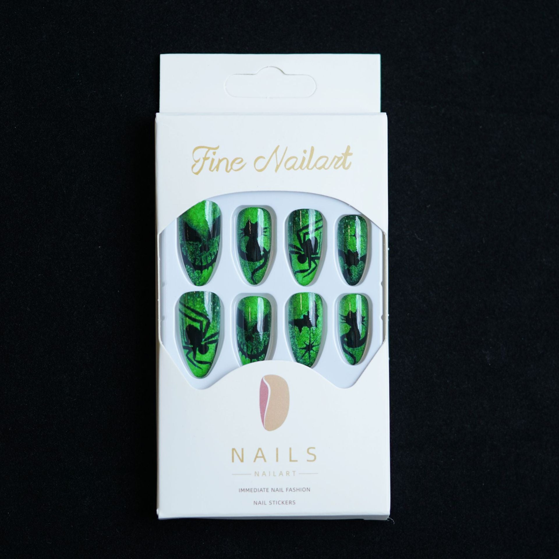 Wholesale  fluorescent green devil almond false nails wear nail tips