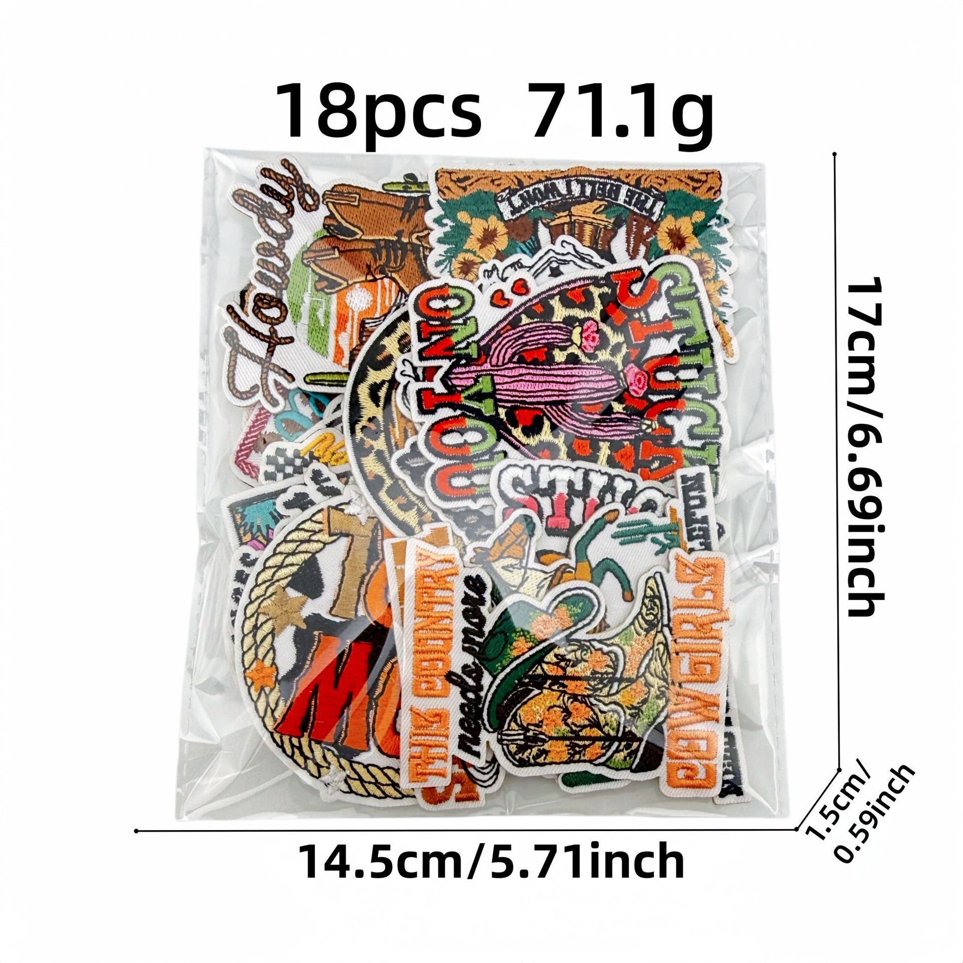 Wholesale Chic Cowgirl Western Embroidered Patch Set 18Pc Leopard Cactus Design Sew On Badge Craft Supply