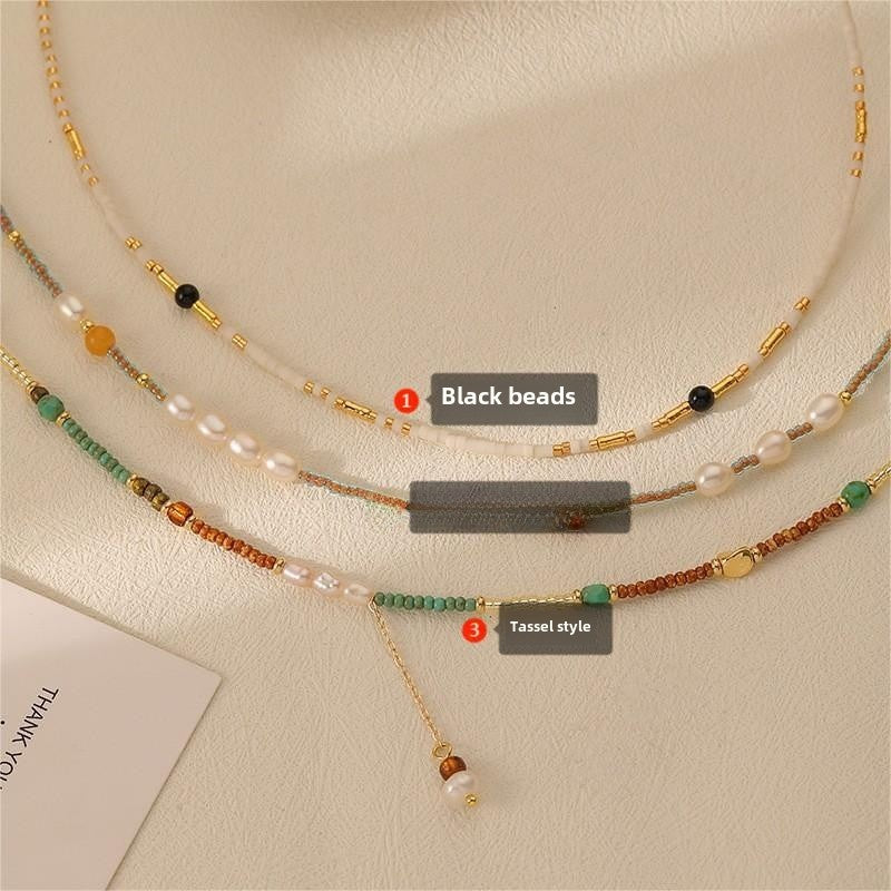 Wholesale Stacked Millet Beads Colorful Beaded Necklace
