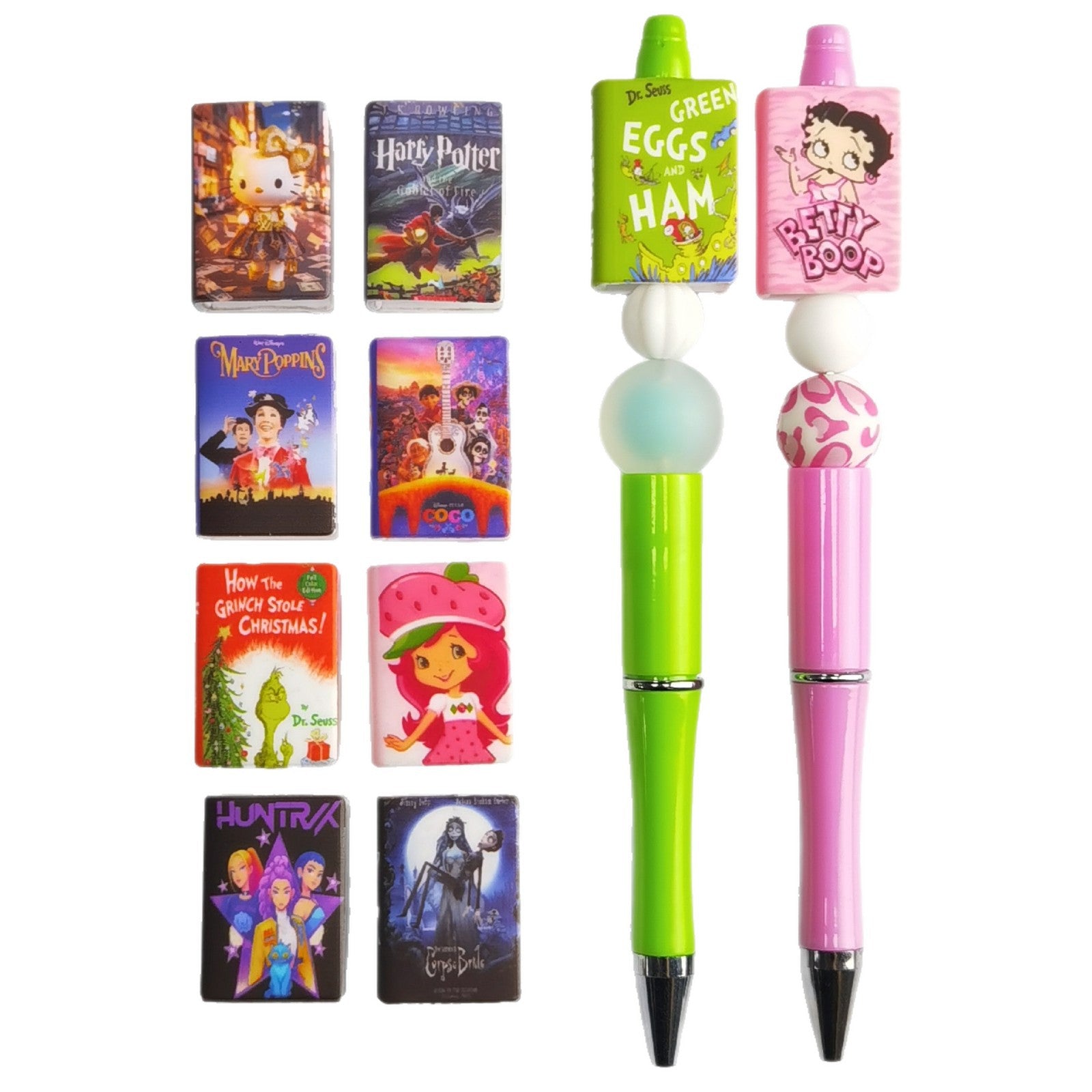 Wholesale 10pcs/pack Silicone Printed 3D Book Cartoon DIY Beads