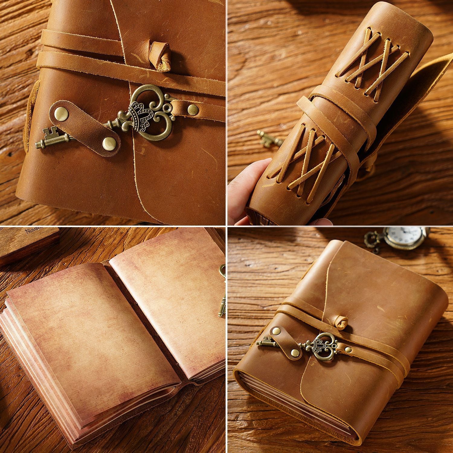 Wholesale First Layer Cowhide Vintage Handmade Loose-leaf Notebook