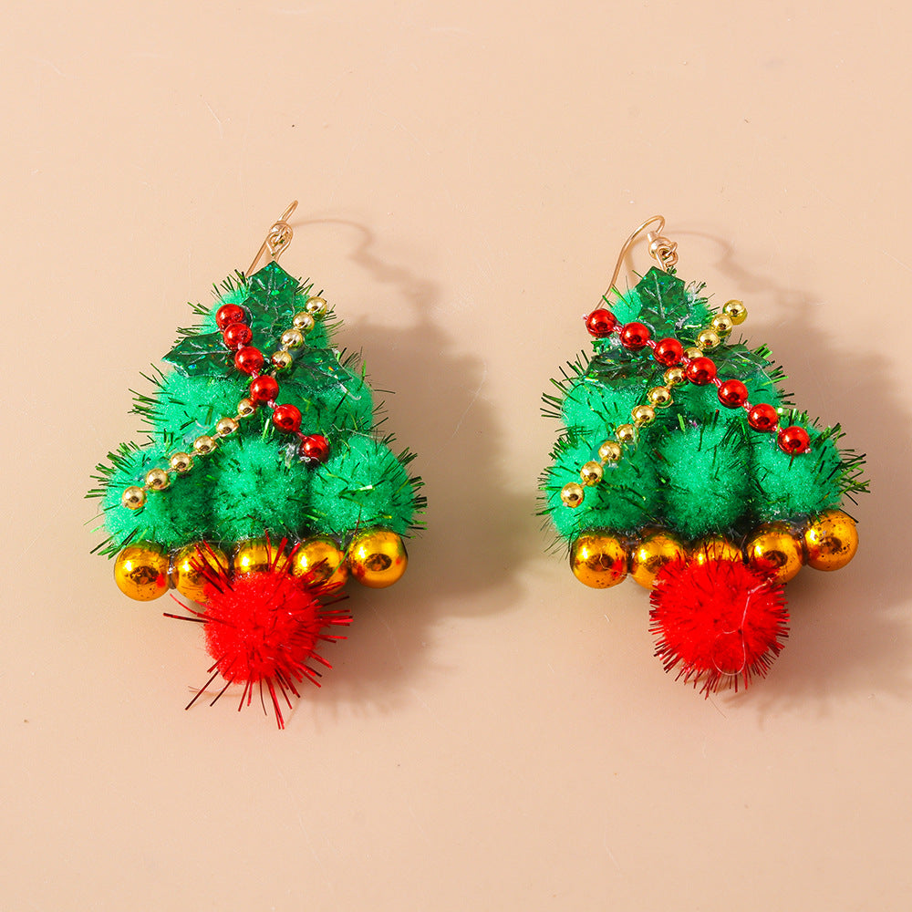 Wholesale Christmas Tree Christmas Hat Earrings Personalized Hand Braided Earrings