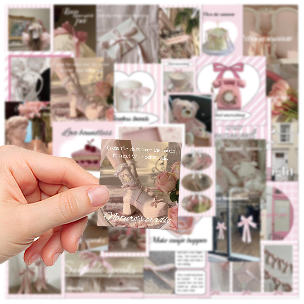 Wholesale 30pcs pink ballet-style waterproof vinyl stickers