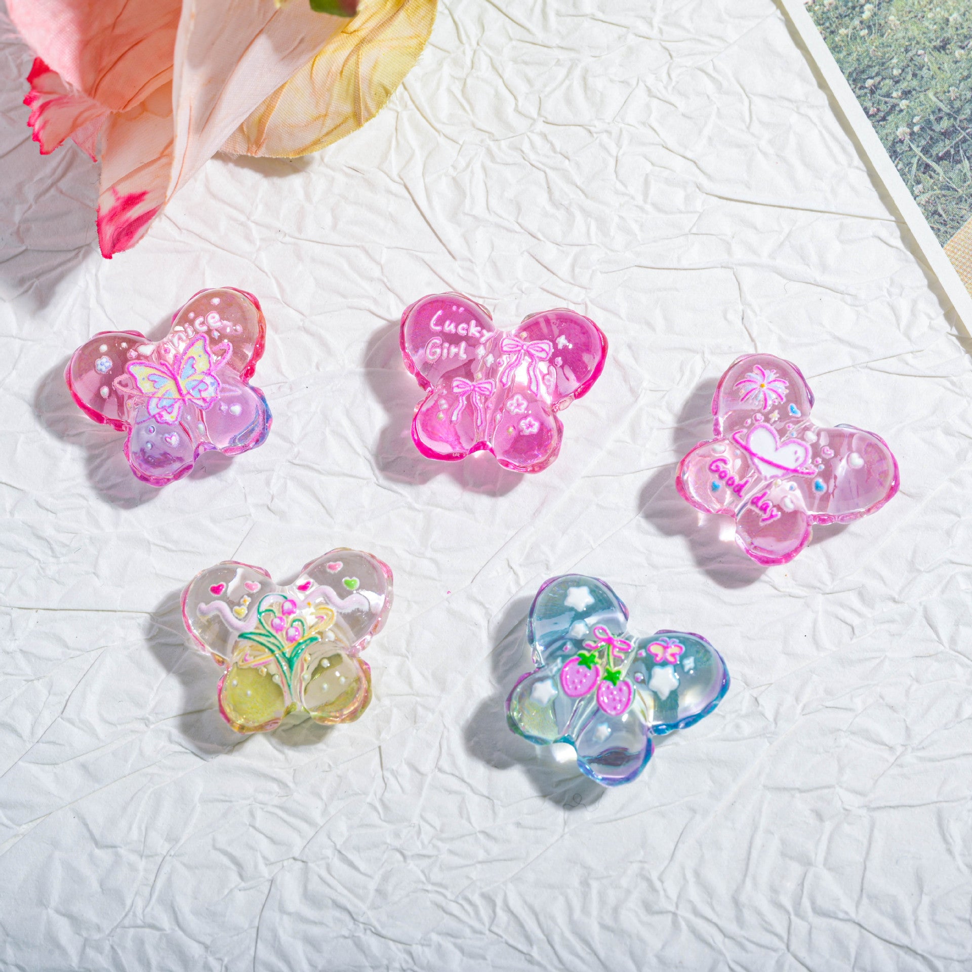 Wholesale 10pcs Creative Cartoon Butterfly Through-Hole Beads OLY Exclusive