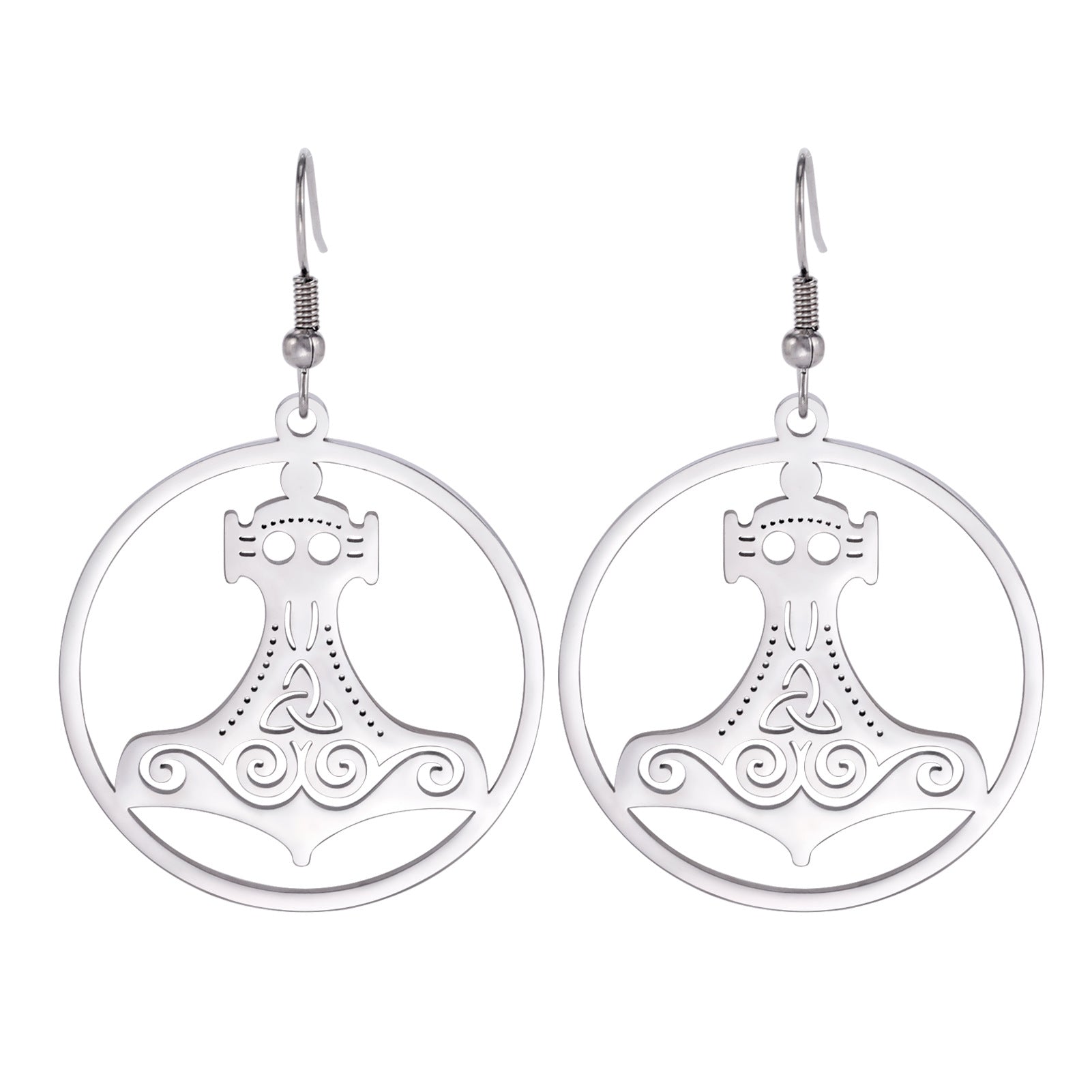 Wholesale Titanium Steel Cut Ring Hollow Earrings