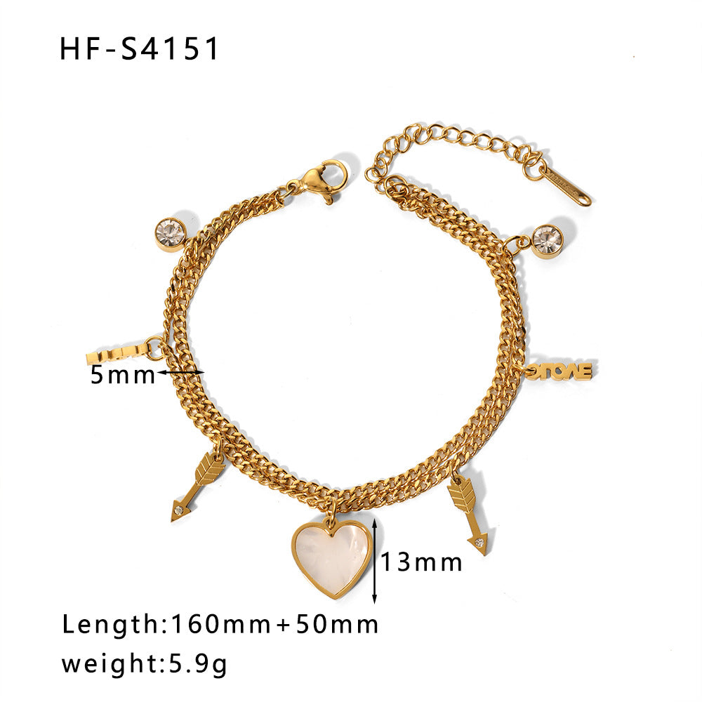 Wholesale Diamond Chain Heart Shaped Pearl Pendant Bracelet