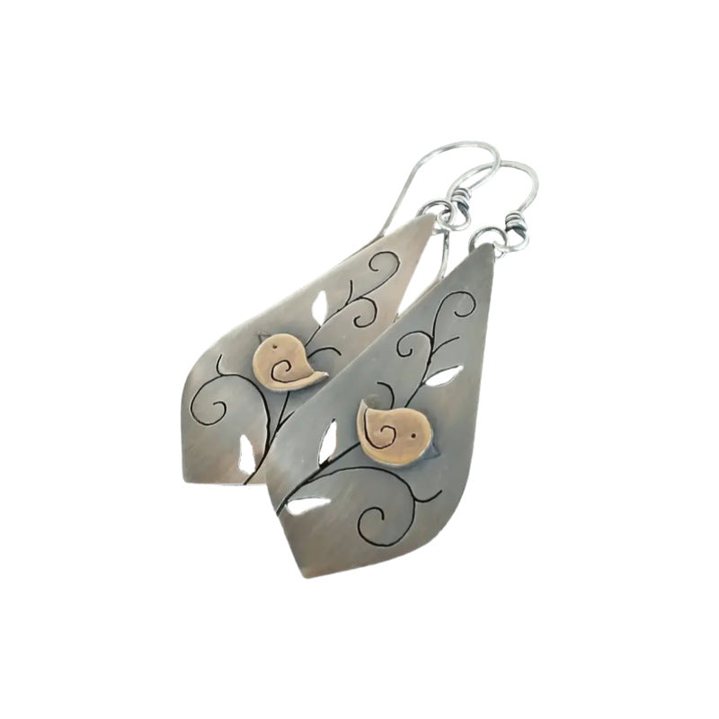Wholesale  Bird Vine Drop-Shaped Pendant Alloy Earrings