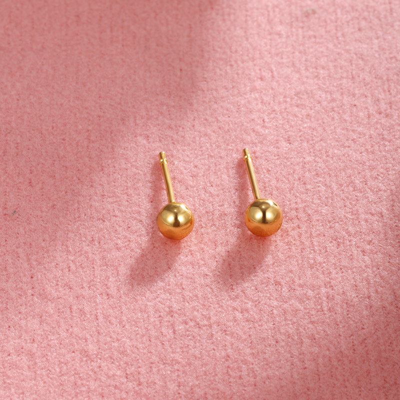 Wholesale Copper Gold Plated Matte Smooth Round Mini Exquisite Simple Earrings