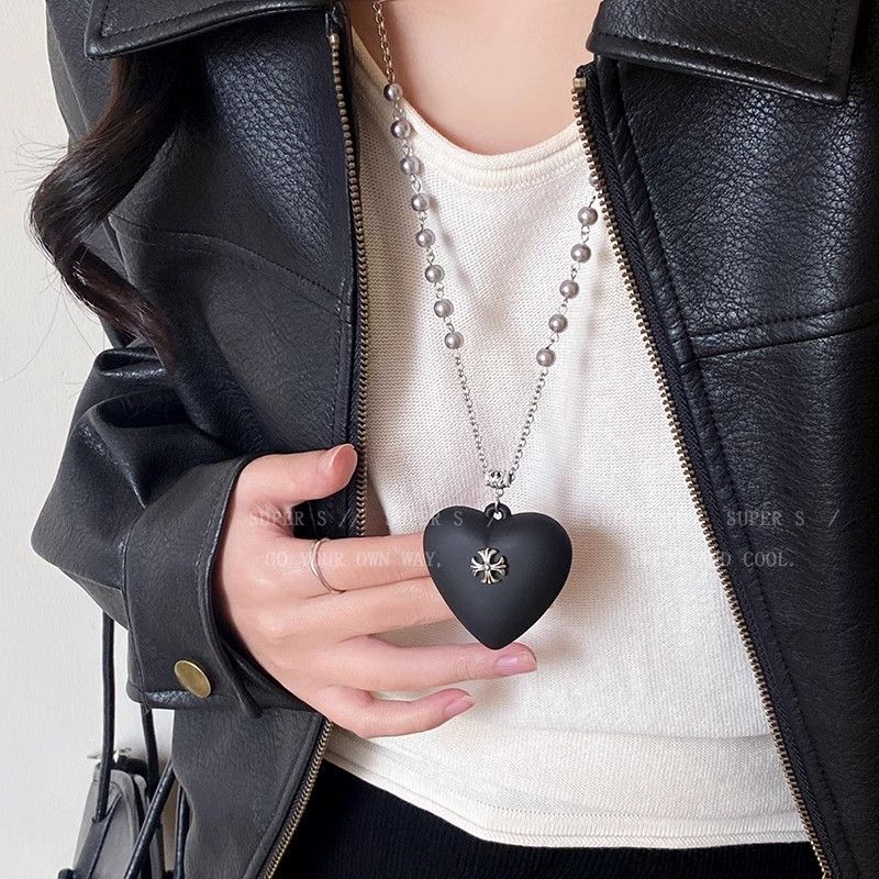 Wholesale Black Love Cross Sweater Chain Long Necklace