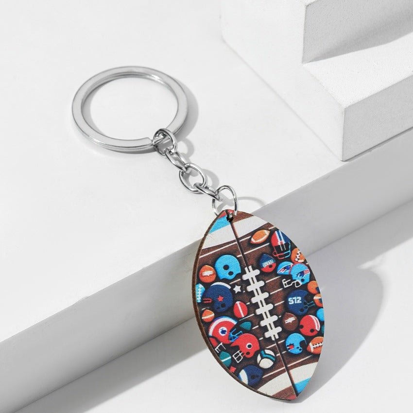 Wholesale Wooden Rugby Keychains