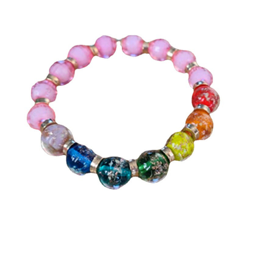 Wholesale Candy Colorful Rainbow Luminous Glass Bracelet