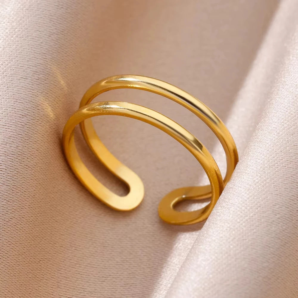 Wholesale stainless steel geometric ring niche design adjustable ring