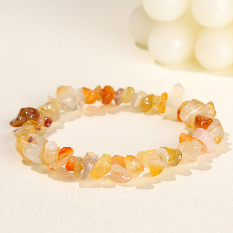 Wholesale natural crystal agate colorful gravel elastic bracelet