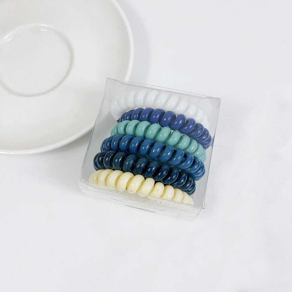 Wholesale Telephone Cord Rainbow Color High Elasticity Plastic Hair Ties