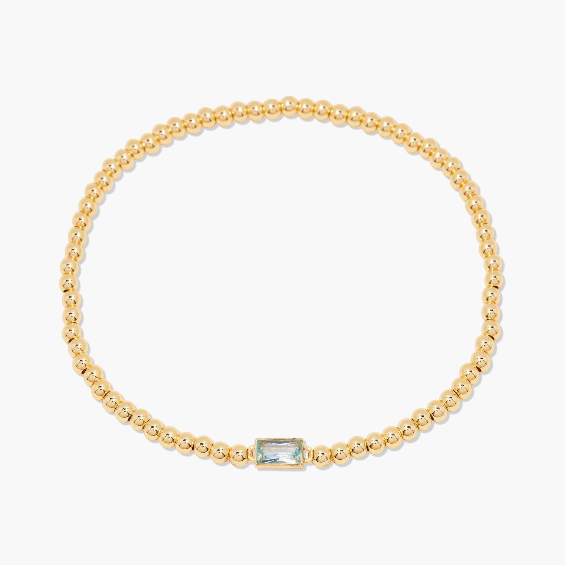 Wholesale Stylish March Birthstone Bracelet For Women Stainless Steel Beaded Chain Boutique Resale