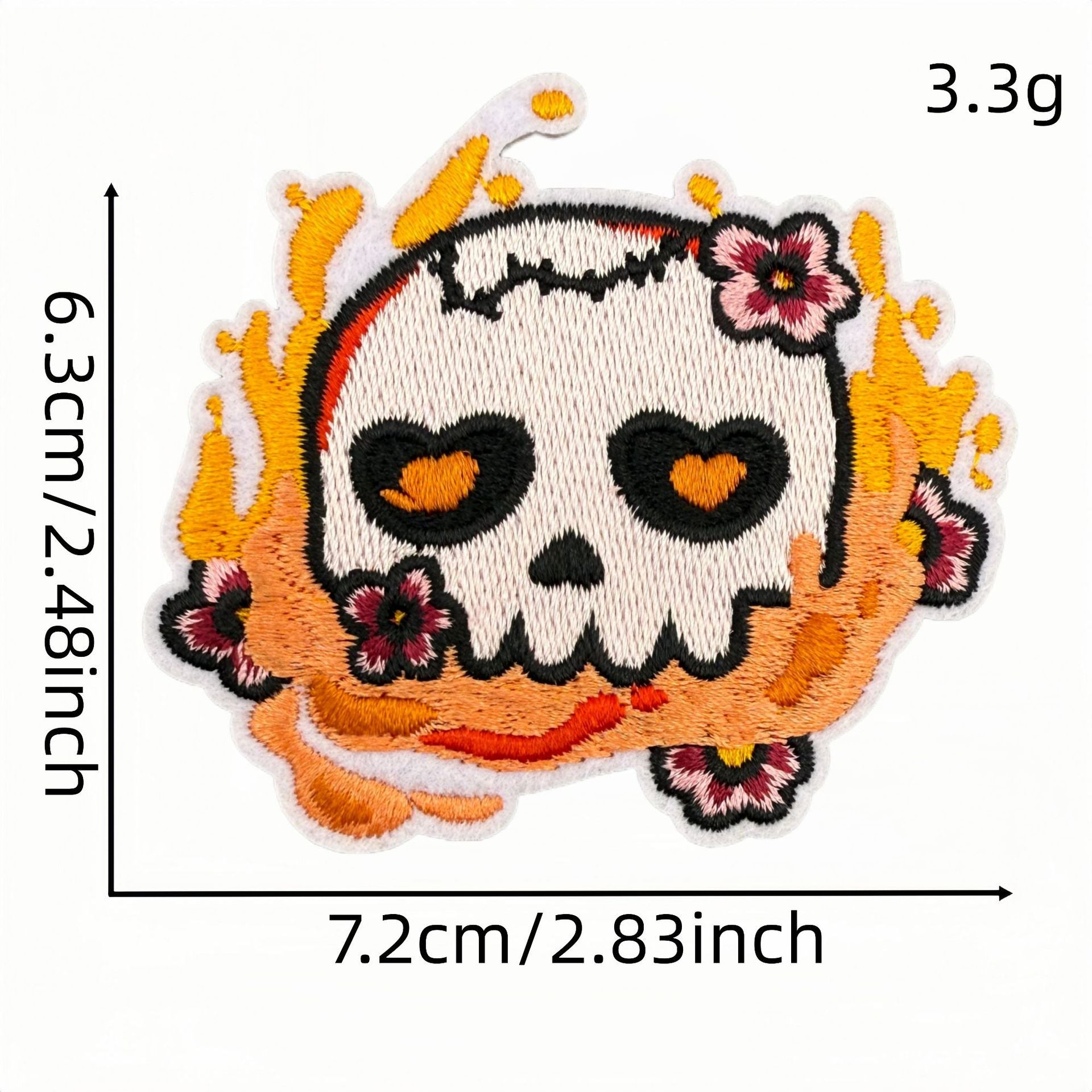 Wholesale Polyester Cartoon Skull Embroidered Patch Hot Melt Adhesive Backing DIY Clothing Bag Decorative Accessory Craft Supply