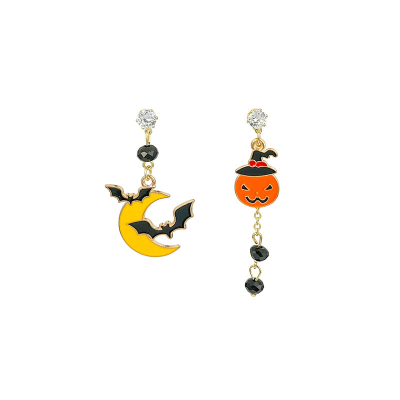 Wholesale Halloween Holiday Color Matching Pumpkin Ghost Alloy Earrings