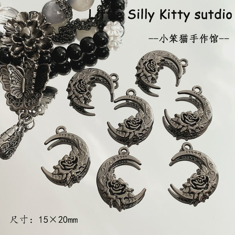 Wholesale Gun Black Peony Butterfly Snake Feather Moon Red Agate Alloy Charms DIY Bracelet Making Fashion Accessory Gift