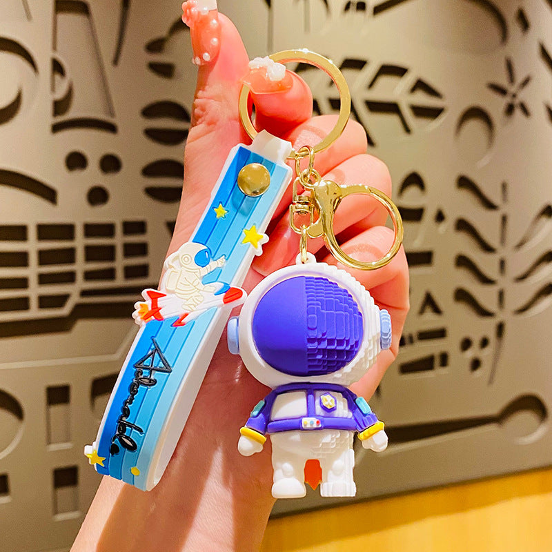 Al por mayor de la silicona de la silicona media construcción de construcción Spaceman Keychain