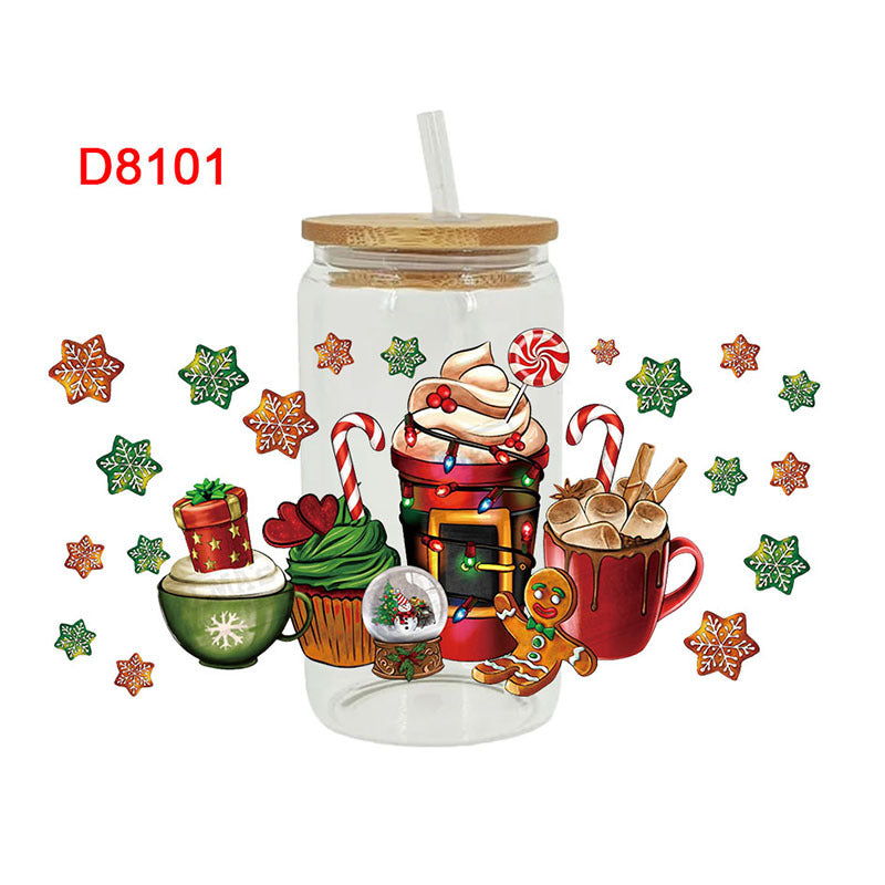 Wholesale Colorful Christmas Tree 16oz Cup UV DTF Wraps