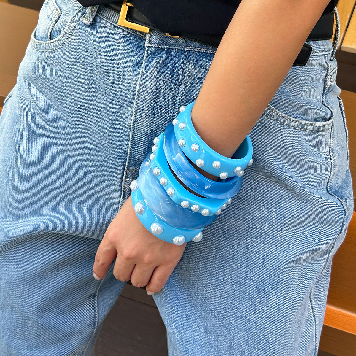 Wholesale sweet cool ins wind glitter wide bracelet