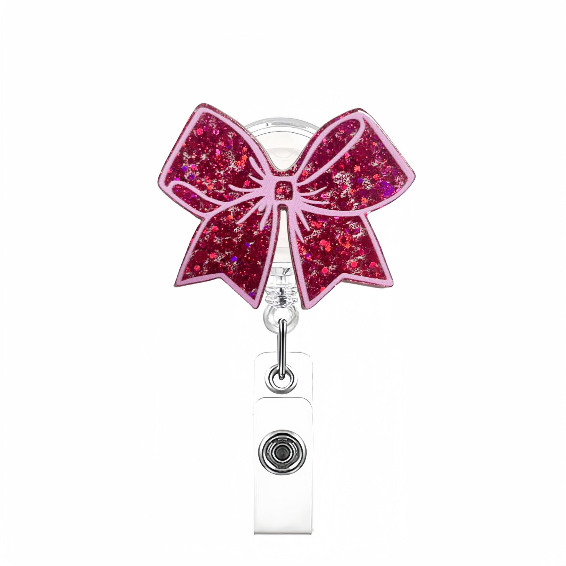 Wholesale Shiny acrylic bow rotating easy-pull buckle retractable buckle keychain