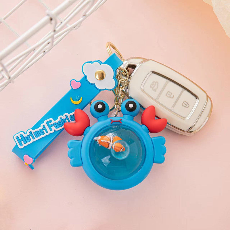Wholesale Acrylic Floating Cartoon Crab Liquid Keychain