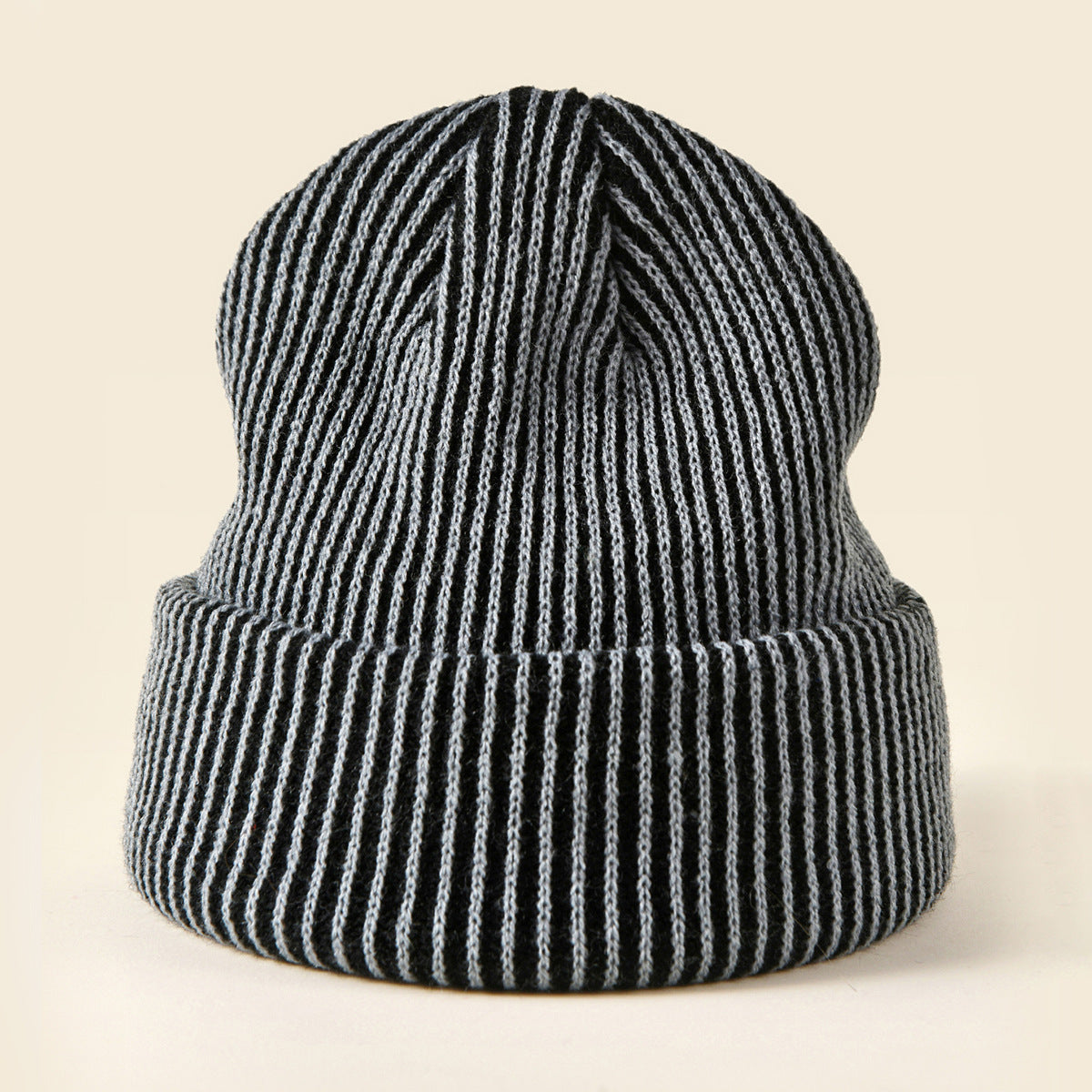 Wholesale Winter Striped Knitted Curled Brim Hats