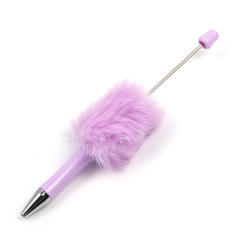 Wholesale 5pcs Creative DIY Plush Multi colored Ball Beads Plastic Rotating Ballpoint Pen